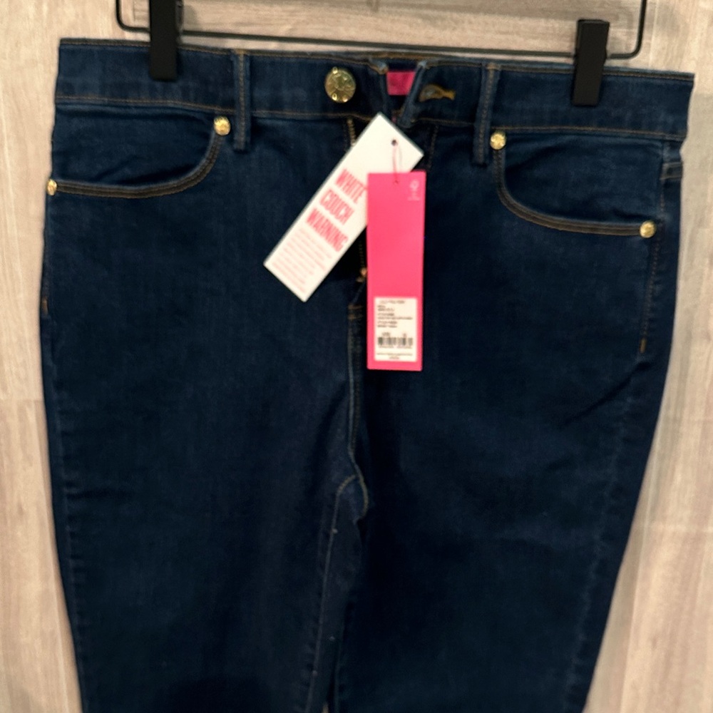Lilly Pulitzer High Rise Dark Blue Jeans - Picture 3 of 7